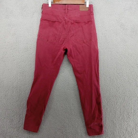 Madewell Jeans Womens 30 Red Maroon 9" High Riser Super Skinny Denim Barbiecore - Picture 3 of 9